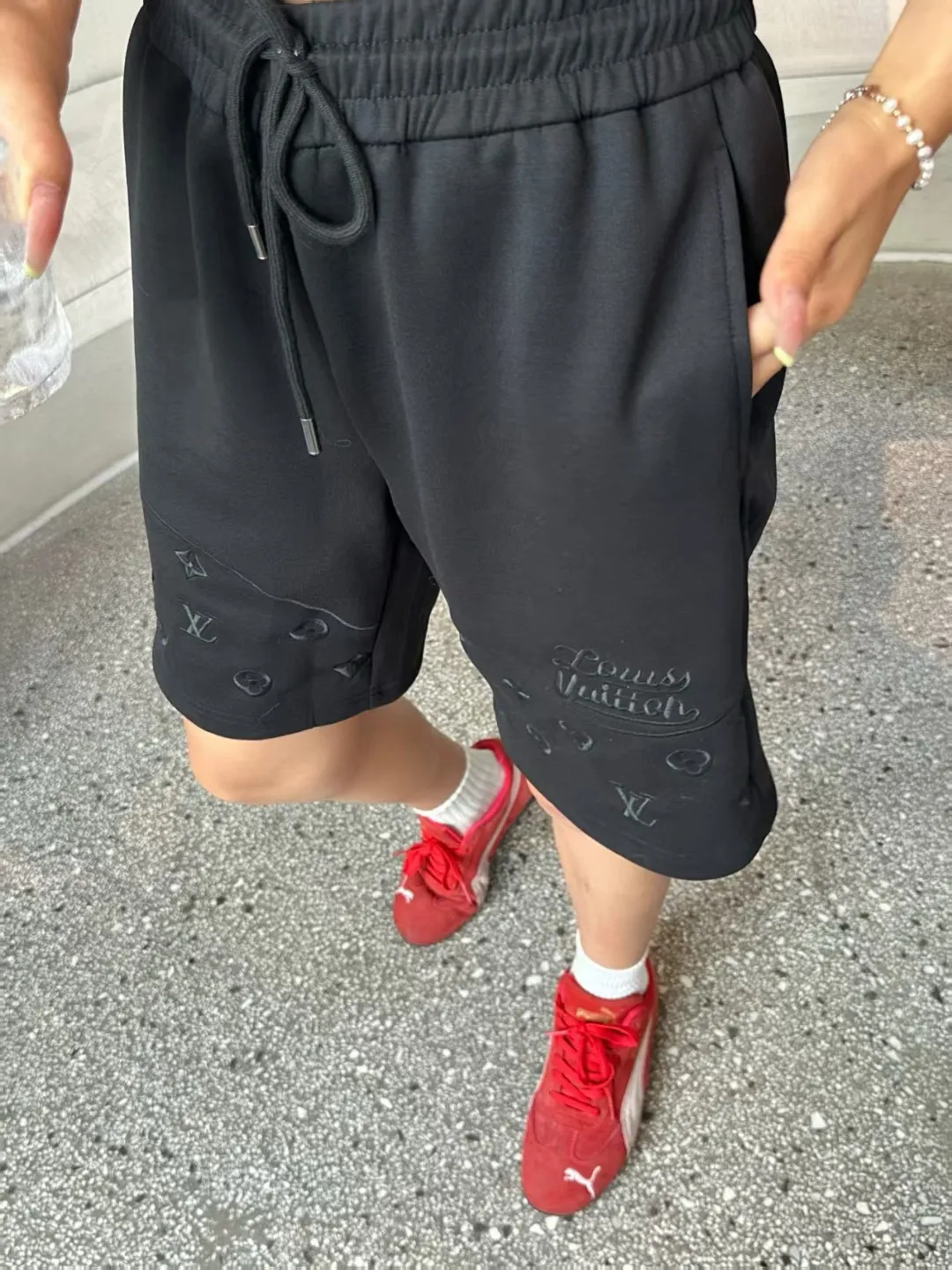 Louis Vuitton/Louis Vuitton hem dark pattern half-length presbyopic embroidered shorts